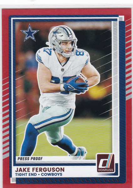 2025 Donruss #204 Jake Ferguson Red Proof Dallas Cowboys