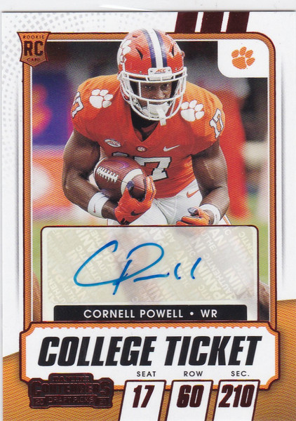 2021 Panini Contenders Draft Pick #258 Cornell Powell RC AUTO Clemson