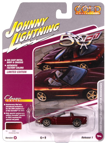 Johnny Lightning JLCG033 Classic Gold VER B 2003 Chevy Corvette 50th Anniversary