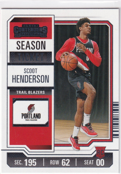 2023-24 CONTENDERS #27 SCOOT HENDERSON SEASON TICKET- PORTLAND TRAIL BLAZZERS