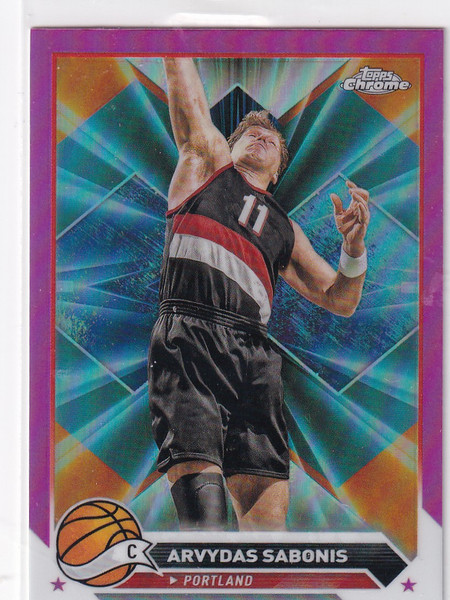 2024 TOPPS CHROME #17 ARVYDAS SABONIS PINK HOLO- PORTLAND TRAIL BLAZZERS