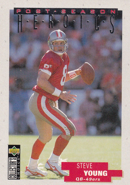 1996 UPPER DECK #10 STEVE YOUNG POST SEASON HEROICS- SAN FRANCISCO 49ERS