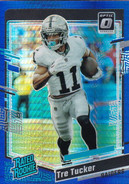 2023 DONRUSS OPTIC #261 TRE TUCKER BLUE HYPER- LOS ANGELES RAIDERS