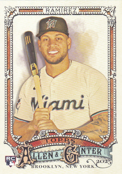 2025 Topps Allen & Ginter #218 Agustin Ramirez RC Miami Marlins