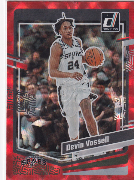 2023-24 DONRUSS #47 DEVIN VASSELL RED HOLO- SAN ANTONIO SPURS