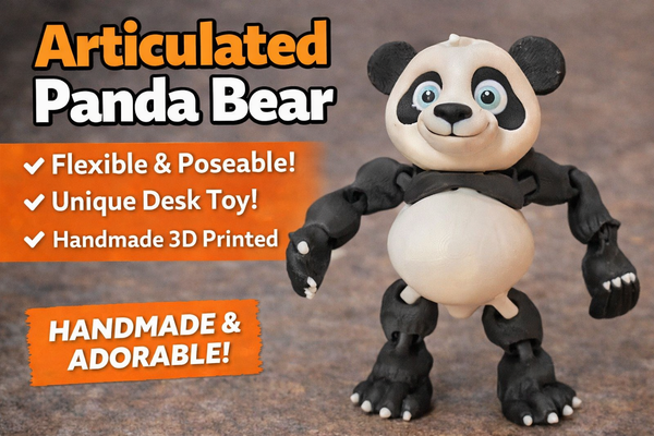 3D Printed Panda Figure – Articulated Animal - 5in