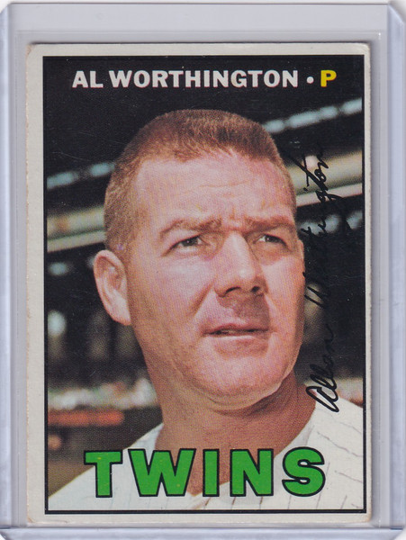 1967 Topps Baseball #399 Al Worthington - Minnesota Twins DP