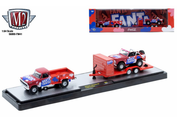 M2 Machines Auto Hauler TW41 1970 Ford F100 Custom 1966 Ford Bronco Fanta