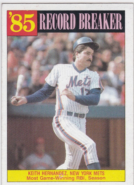 1986 Topps #203 Keith Hernandez Record Breaker New York Mets