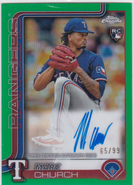 2025 Topps Chrome #RA-MAC Marc Church Green Auto 65/99 Texas Rangers