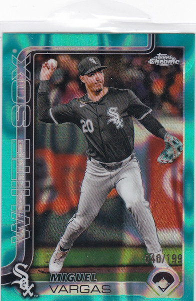 2025 Topps Chome Aqua RayWave #51 Miguel Vargas 040/199 Chicago White Sox