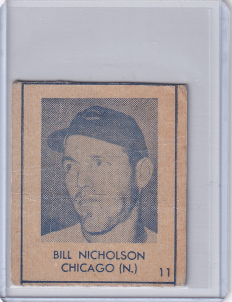 1948 R346 Blue Tint #11 Bill Nicholson - Chicago Cubs