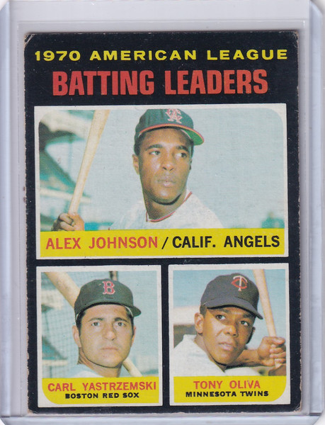 1971 Topps Baseball #61 AL 1970 Batting Leaders - Johnson / Yastrzemski / Oliva