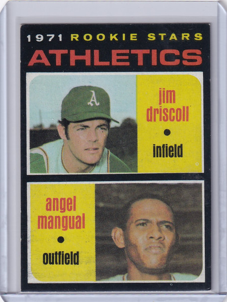 1971 Topps Baseball #317 Athletics Rookies - Jim Driscoll / Angel Mangual RC