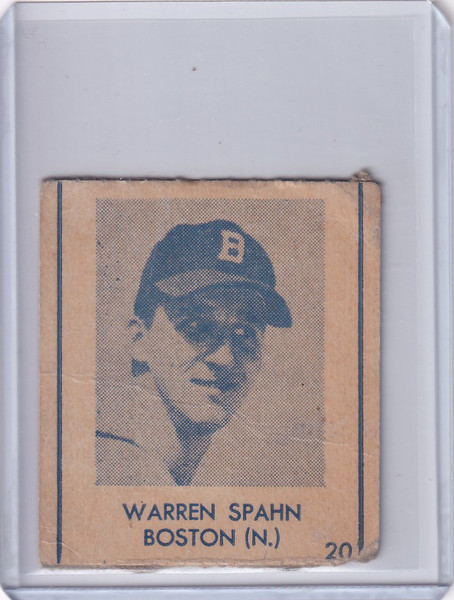 1948 R346 Blue Tint #20 Warren Spahn Boston Braves