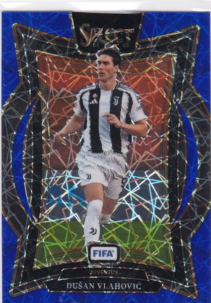 2024-25 Panini FIFA Select #39 Dusan Vlahovic Blue Lazer Prizm Juventus