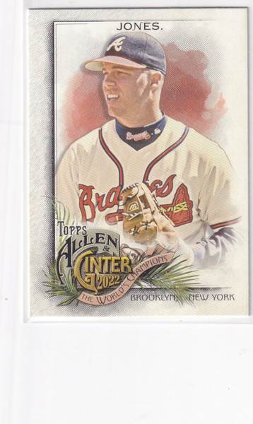 2022 TOPPS ALLEN & GINTER #150 CHIPPER JONES WORLD CHAMPION- ATLANTA BRAVES