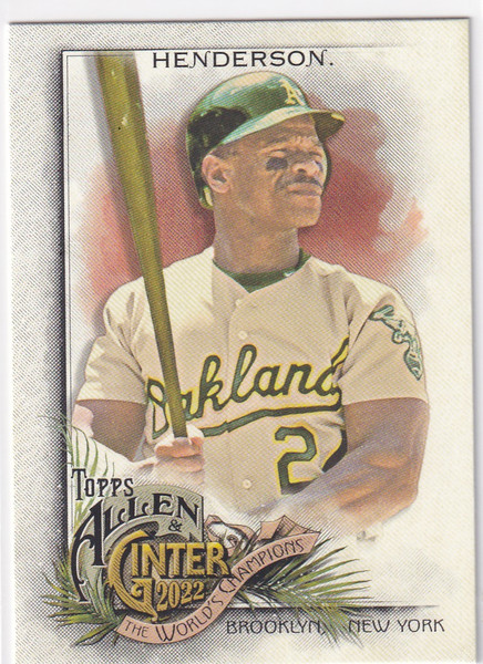 2022 TOPPS ALLEN & GINTER #12 RICKEY HENDERSON WORLD CHAMPION- OAKLAND ATHLETICS