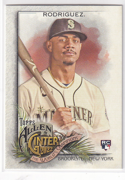 2022 TOPPS ALLEN & GINTER #221 JULIO RODRIGUEZ WORLD CHAMPION- SEATTLE MARINERS