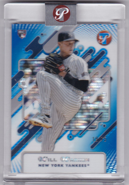 2025 Topps Pristine #169 Will Warren RC Blue Refractor 19/75 Yankees Encased