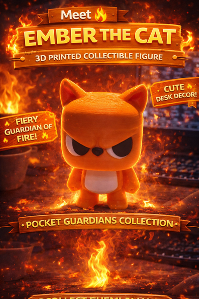 Ember the Cat Figurine Orange Cute Kawaii 3D Printed Animal Toy Gift