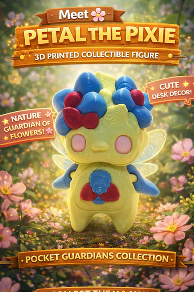 Petal the Pixie Figurine Fairy Flower 3D Printed Cute Kawaii Toy Gift
