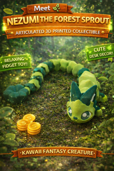 Nezumi Articulated Dragon 3D Printed Fidget Toy Cute Kawaii Creature Gift