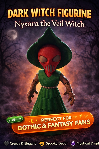 Dark Witch Figurine Gothic Fantasy 3D Printed Spooky Hooded Figure Gift - Scream