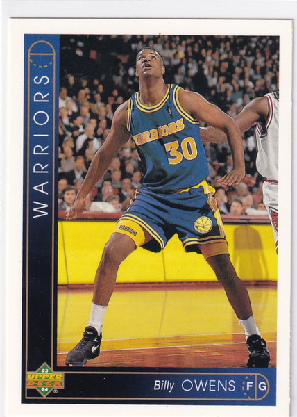 1993 UPPER DECK #291 BILLY OWENS- GOLDEN STATE WARRIORS