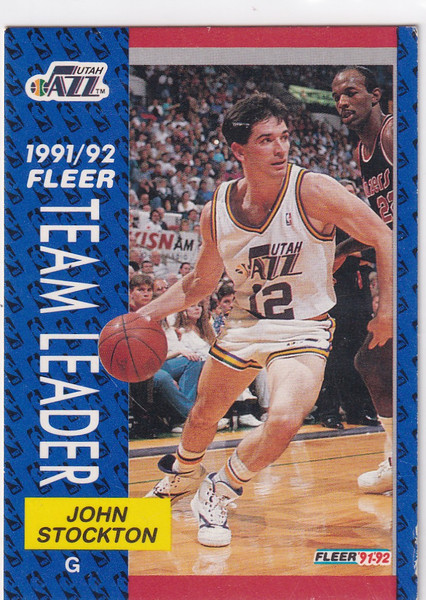 1992 FLEER #397 JOHN STOCKTON TEAM LEADER- UTAH JAZZ