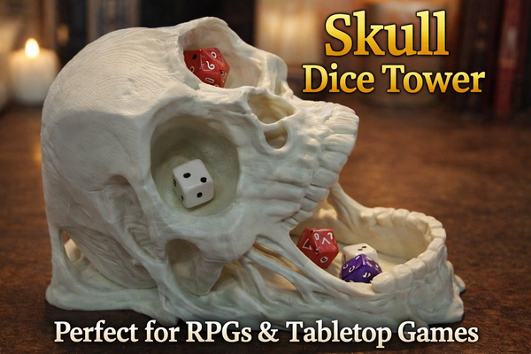 Skull Dice Tower Gothic DND RPG Tabletop Dice Roller 3D Dungeon Master Gift