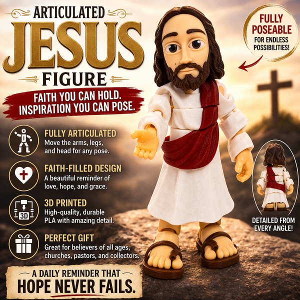 Poseable Jesus Figure 3D Printed Articulated Christian Toy Faith Gift