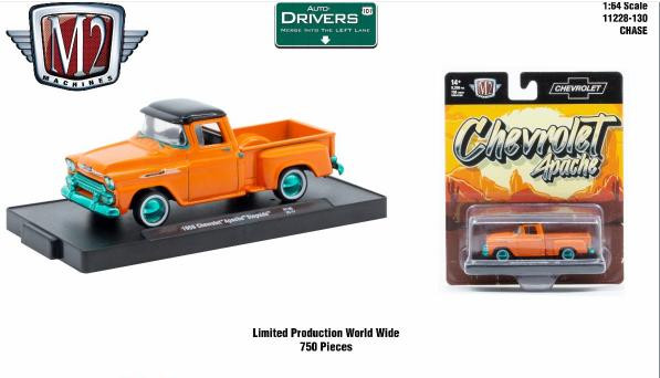 M2 Machines Auto-Drivers 1:64 R130 1958 Chevrolet Apache Stepside CHASE