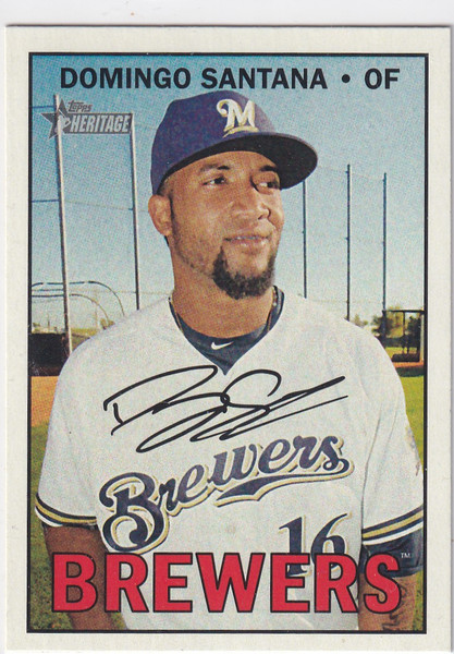 2016 TOPPS HERITAGE #719 DOMINGO SANTANA- MILWAUKEE BREWERS
