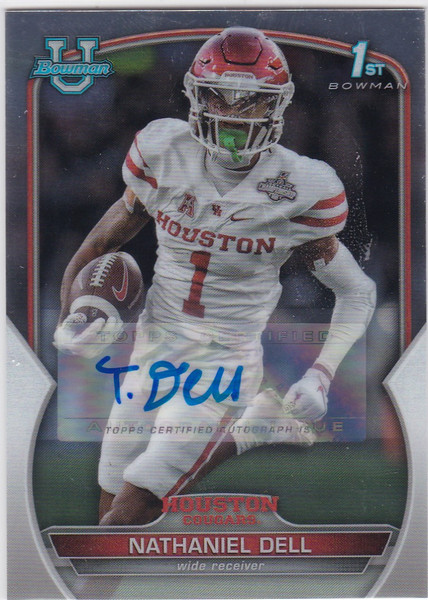 2022 Bowman University #49 Nathaniel Dell 1st Bowman RC AUTO Houston