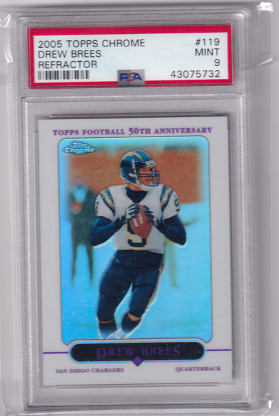 2005 Topps Chrome Refractor #119 Drew Brees PSA 9 San Diego Chargers
