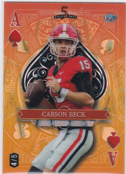 2024 Wild Card #SDPS-CBN Carson Beck Ace of Hearts Orange 4/5 Georgia