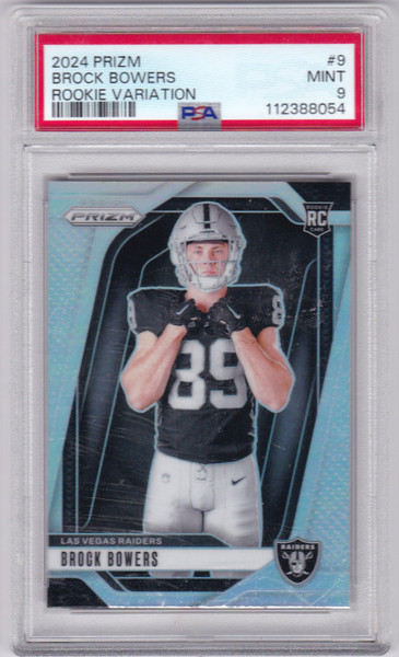 2024 Panini Prizm #9 Brock Bowers Rookie Variation RC PSA 9 Mint Raiders
