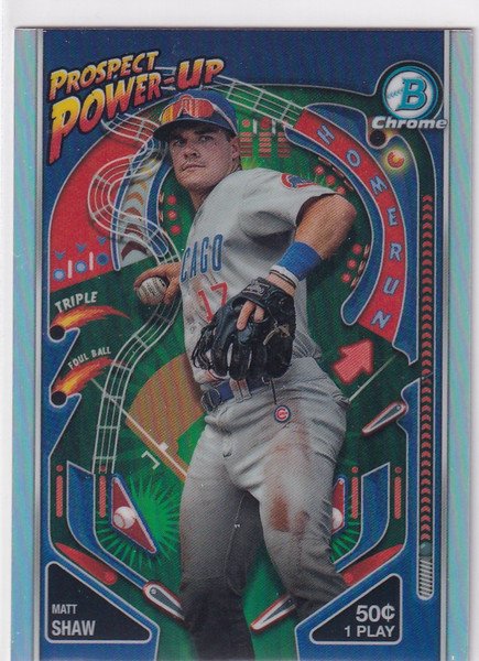 2024 BOWMAN CHROME #PP-16 MATT SHAW POWER UP REFRACTOR- CHICAGO CUBS