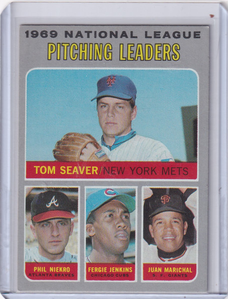 1970 Topps Baseball #69 NL 1969 Pitching Leaders -Seaver/Niekro/Jenkins/Marichal