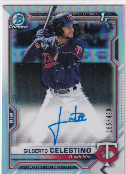 2021 BOWMAN CHROME #CPA-GC GILBERTO CELESTINO REFRACTOR AUT0/499- MINNESOTA TWIN