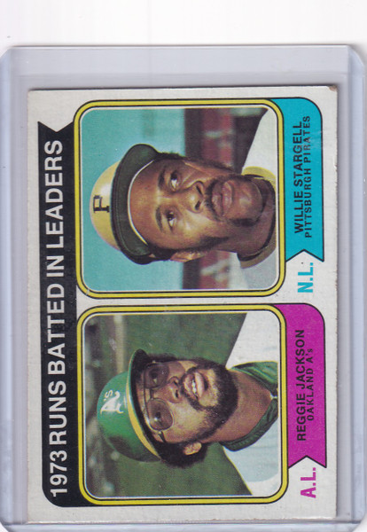 1974 Topps Baseball #203 1973 Runs Batted In Leaders Reggie Jackson / Stargell