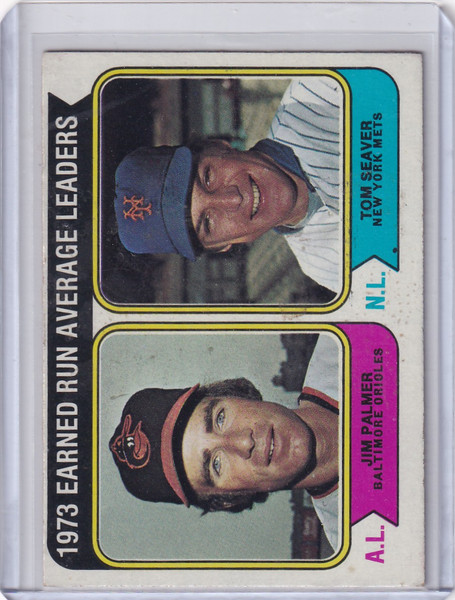 1974 Topps Baseball #206 1973 Earned Run Average Leaders Jim Palmer / Tom Seaver