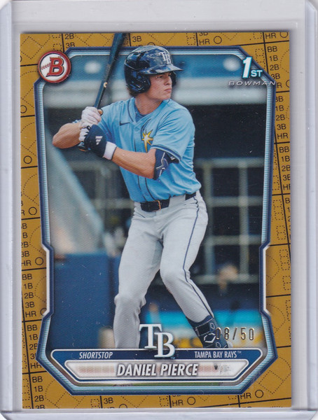 2026 Bowman Prospects Gold Pattern 08/50 #BP-77 Daniel Pierce - Rays