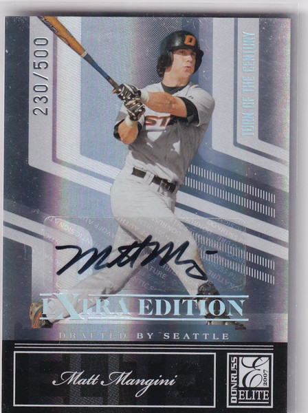 2007 DONRUSS #30 MATT MANGINI AUTO 230/500- SEATTLE MARINERS