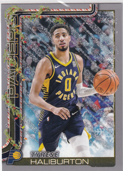 2025 TOPPS HOLIDAY #H38 TYRESE HALIBURTON GLITTER- INDIANA PACERS