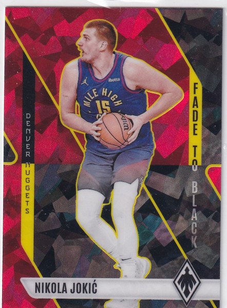 2023-24 PRIZM #20 NIKOLA JOKIC RED CRACKED ICE FADED BLACK- DENVER NUGGETS