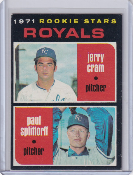 1971 Topps Baseball #247 Royals Rookies - Jerry Cram / Paul Splittorff RC