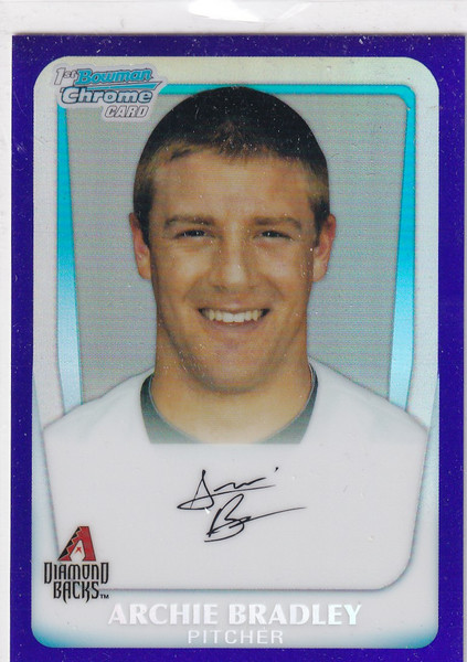2011 BOWMAN CHROME #BDPP14 ARCHIE BRADLEY AUTO REFRACTOR- ARIZONA DIAMONDBACKS