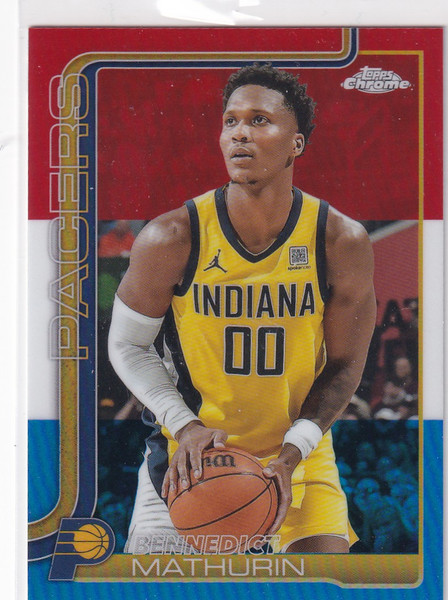 2025 TOPPS CHROME #93 BENNEDICT MATHURIN RED WHITE BLUE- INDIANA PACERS